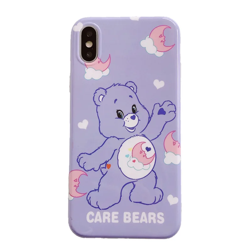 Care bears cartoon silicone soft case for iphone x case xs max xr cute strawberry bear glossy phone case 6 for iphone 6s 7 8plus