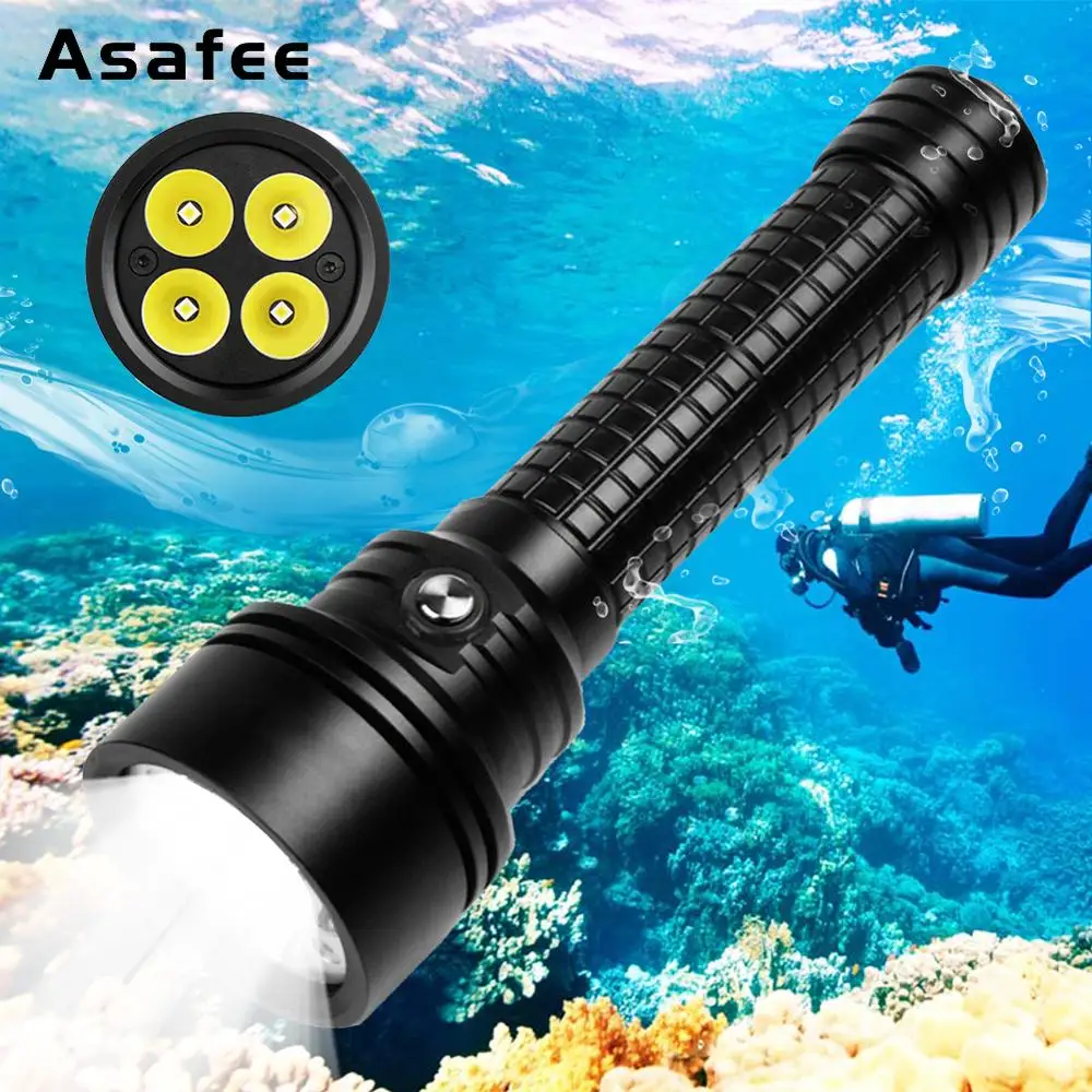 

Asafee DIV15S Powerful Diving Light Torch 3800 Lumens 4pcs Cree XPL-V3 LED Magnetic Switch Professional Diving Flashlight