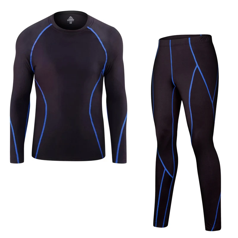 New Men's Thermal Underwear Set Long-sleeved Shirt + Compression Pants 2 Piece Suit Fitness T-shirt Men's Leggings Rashgard Male New Men's Thermal Underwear Set Long-sleeved Shirt + Compression Pants 2 Piece Suit Fitness T-shirt Men's Leggings Rashgard Male