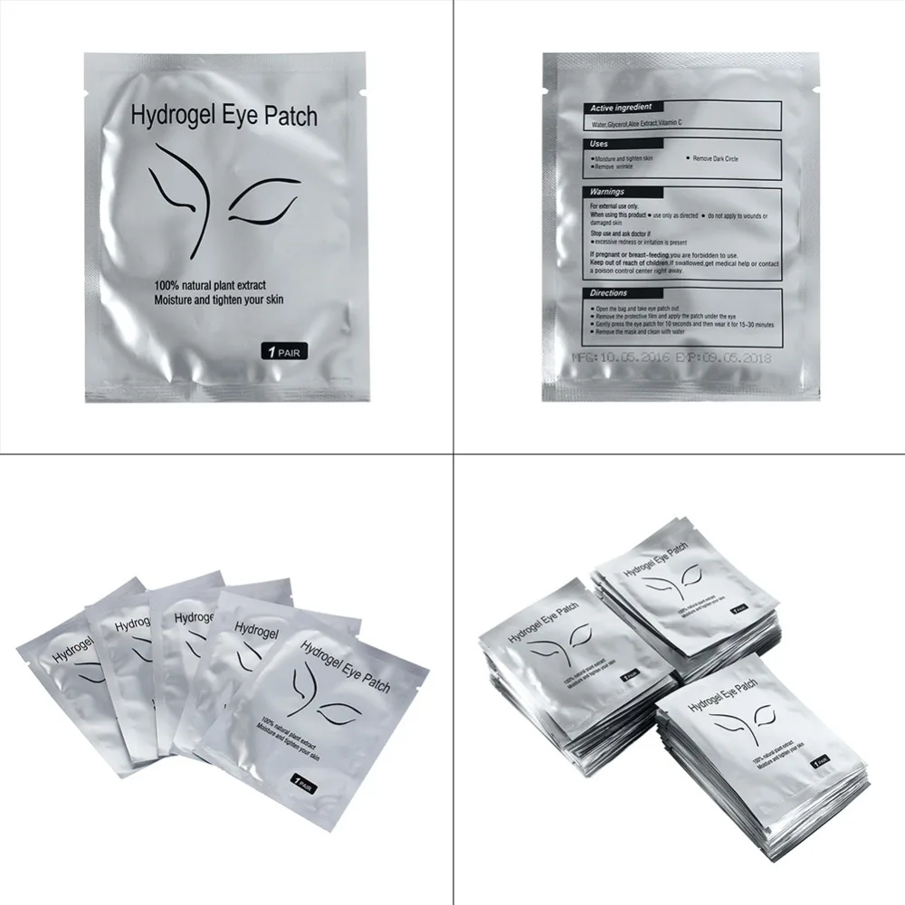 100 пар/лот безворсовые пластмассовые накладки для глаз Hydra гелевые накладки для наращивания ресниц инструменты для красоты