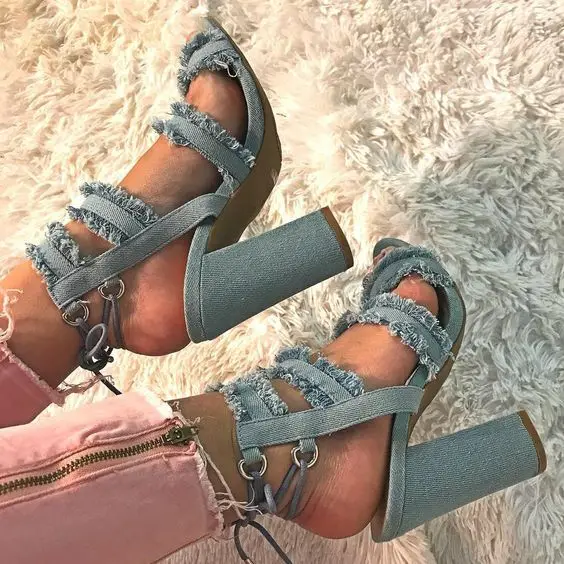 denim heels size 10