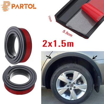 

Partol 2pcs 150cm 55mm Car Wheel Fender Extension Flares Arch Protector Rubber Moulding Retrofit Trim Protector Lip
