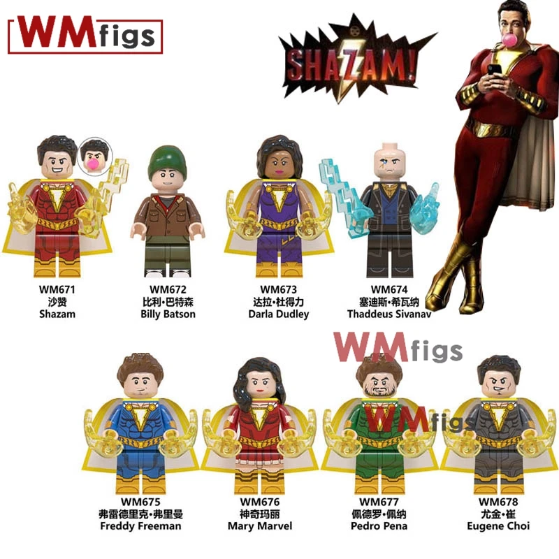 

DC Super Hero The bat who laughs dark night metal Shazam Billy Batson Freddy Freeman Mary Building Blocks Girls toys for boy