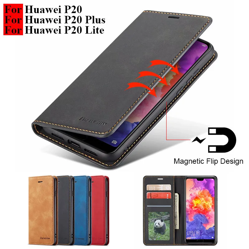 

Magnetic Luxury Leather Flip Case For Huawei P20 Lite Wallet Cover Huawei P20 Pro Case With Card Holder Phone Bag