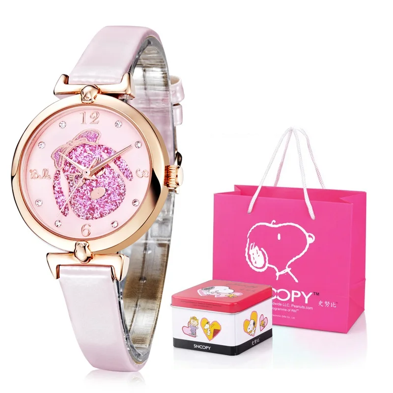 

Top brand SNOOPY watch Women Ladies Watch 30m Waterproof Luxury Casual girls romantic Leather clock Relogio Faminino bew020ec