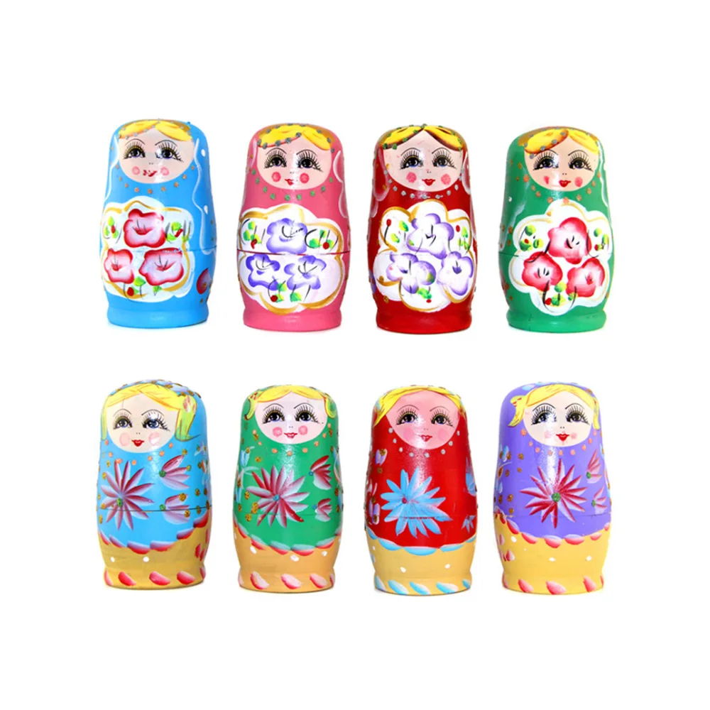

5pcs Novelty Russian Nesting Wooden Matryoshka Doll Set Hand Painted Decor Russian Nesting Dolls Baby Toy Girl Doll Random P10