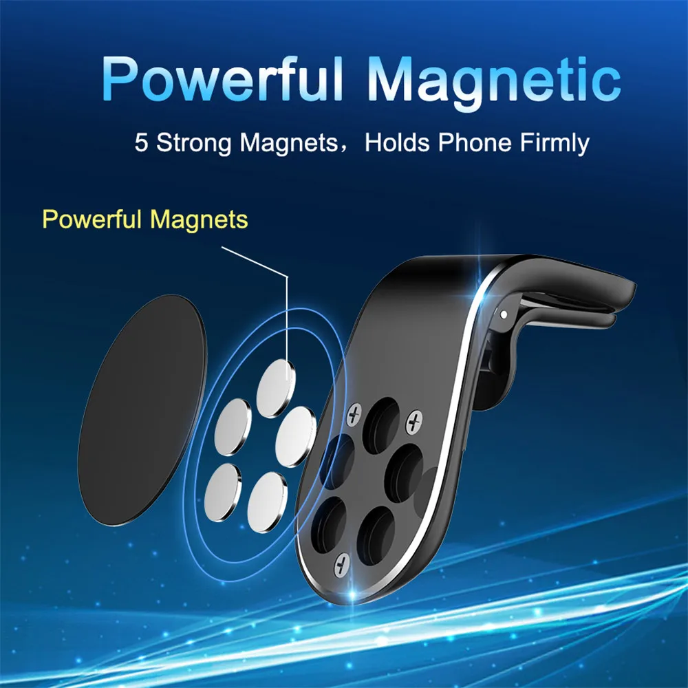 L Shape Magnetic Car Phone Holder Air Vent Mount Stand Car GPS Mobile Phone Holder For iPhone X Samsung S9 Xiaomi