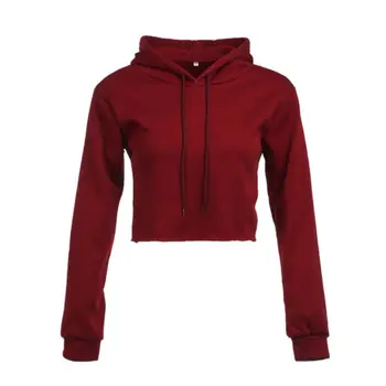 

Women Cat Ear Hoodie Jumper Pullovers Cropped Short Top Solid Fashion Casual Sweatshirt Female Clothing