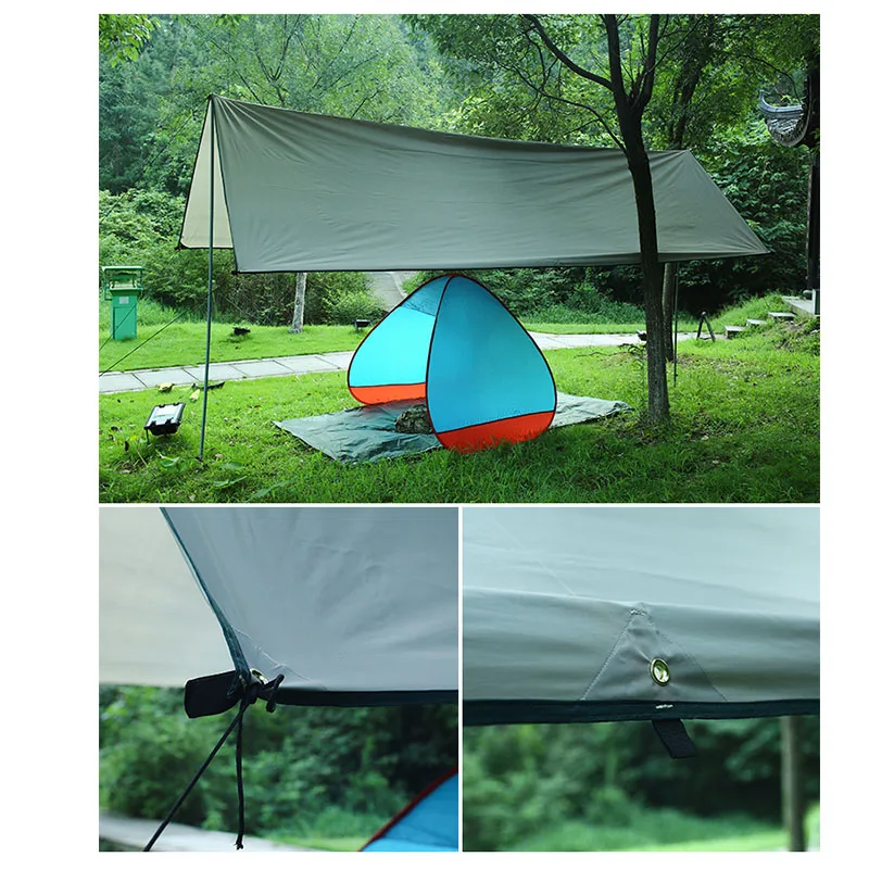 

300 x 600cm Outdoor Camping Waterproof Beach Tent Silver Khaki Coating Pergola Ultralight Tarp Survival Sun Shelter Shade Awning