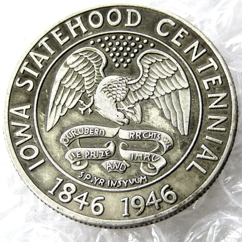 

1946 Iowa Centennial Commemorative Half Dollar Copy Coins Silver Plated