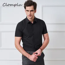 Clomplu летняя рубашка работы, деловая, общественная рубашки Для мужчин однотонный подходящий плюс Размеры Костюмы черные топы короткий рукав