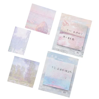 

New Style Portable Self-Adhesive Oil Painting Sticky Notes Message Paper Memo Pads Bookmark Marker School Office Stationery
