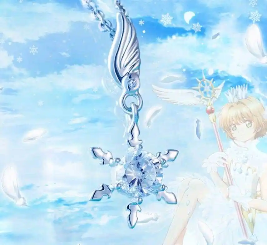 Аниме Cardcaptor Sakura Kinomoto Sakura Ice Snow Wings кулон серебряное ожерелье S925 ювелирные изделия косплей подарок новинка