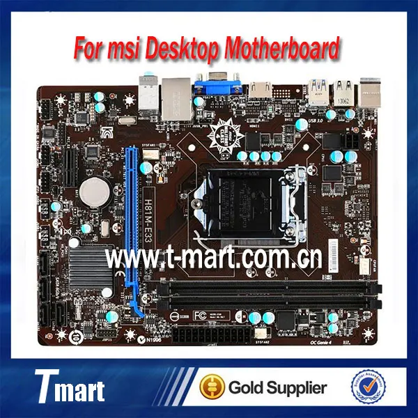 100% working desktop motherboard for msi H81M-E33 Intel LGA1150 H81 system mainboard fully tested and perfect quality