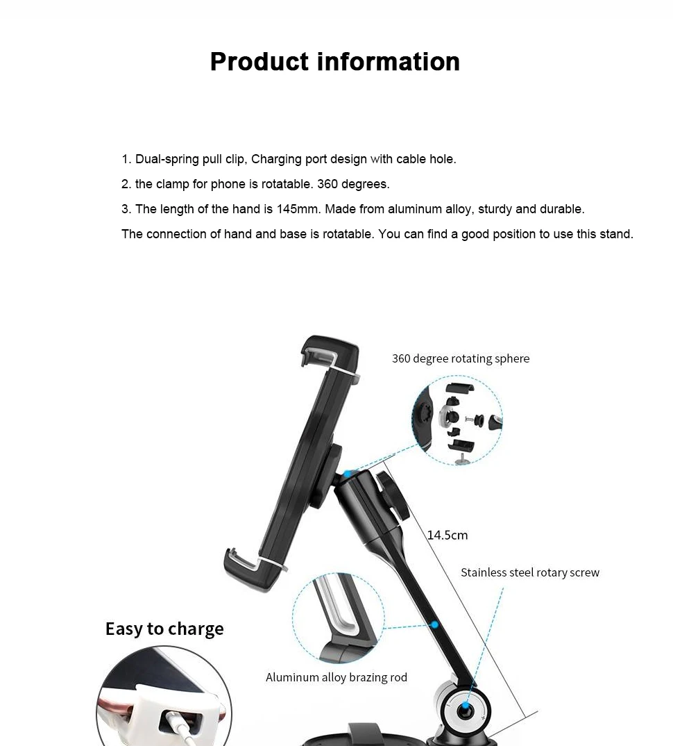 LARICARE алюминиевый держатель для планшета, подставка для телефона, Вращающийся Регулируемый держатель для планшета, подставка для автомобиля