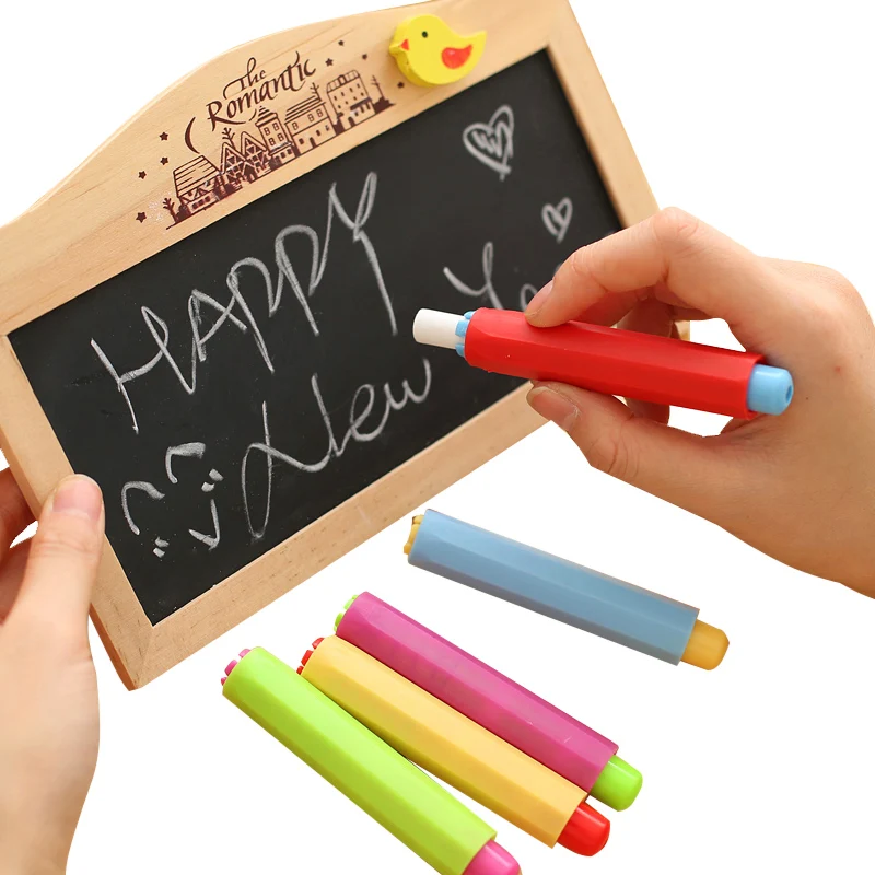 

Kawaii Colored Chalk Holder Cute Dustless Chalk Pen Grip White Board Blackboard Chalk Clip For Student Stationery Shool Supplies