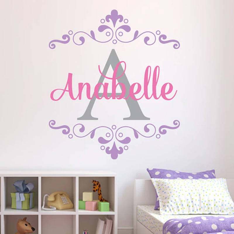 Personalized Initia Letter Wall Decal Baby Custom Name Wall Sticker