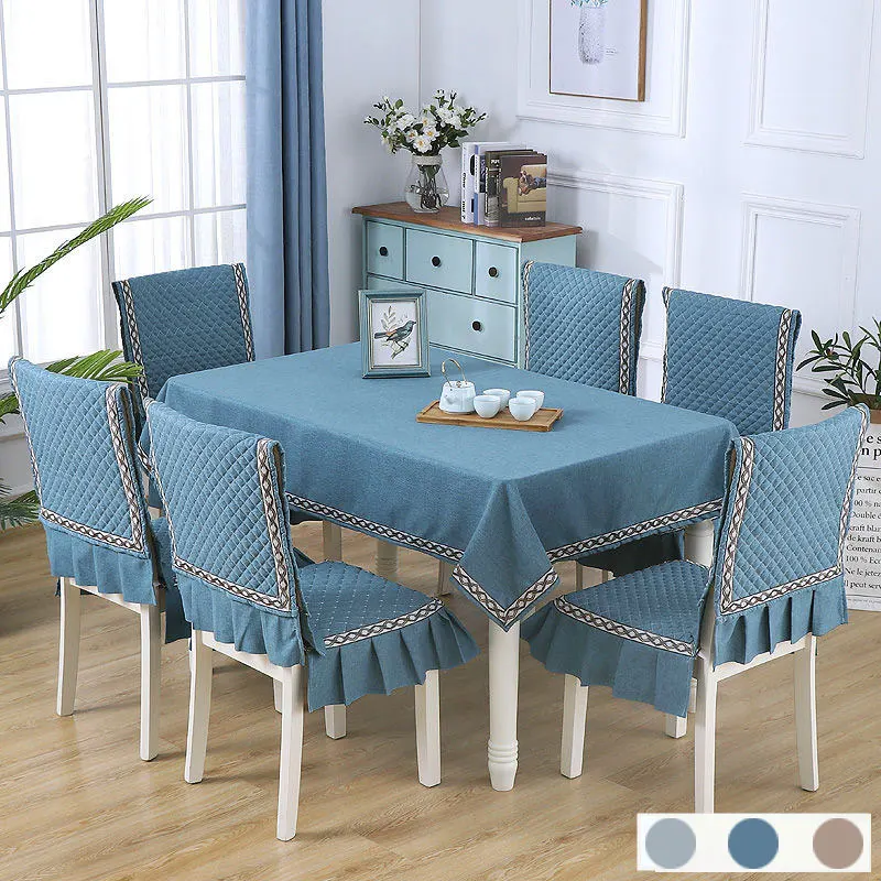 Simple Solid 13pcs/set Table Cloth Set With Chair Covers Elegant