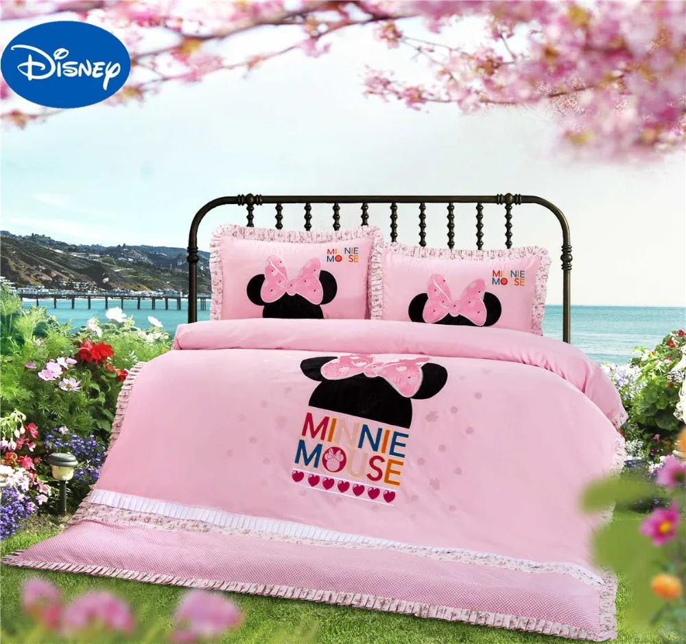 Lace Minnie Mouse Head Shaped Bedding Set Girl's Baby Bed Sheet Disney
