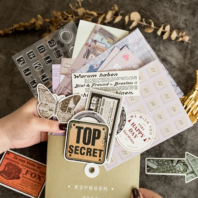 

Retro material sticker Date sticker/seal/Note/vintage tag Decoration Stickers DIY Planner Diary Scarpbooking Index Lable Sticker