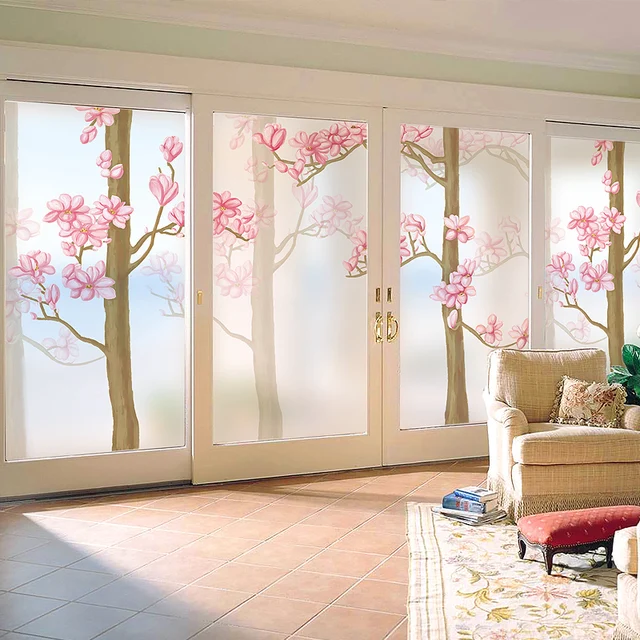 Decorative self adhesive/static cling frosted stained