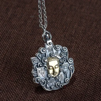 

silver Thai silver craft pendants wholesale women restoring ancient ways of Buddha six words words silver ornaments