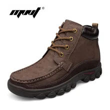 Handmade men boots genuine leather snow boots comfortable super warm winter shoes plus fur large size waterproof ankle boots