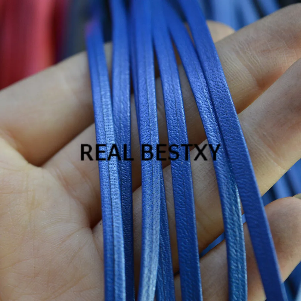 

REAL BESTXY 50m/lot plying-up Blue Flat Braided Cord Leather Diy Handmade Bracelet Jewelry Making Thread String Rope bracelet