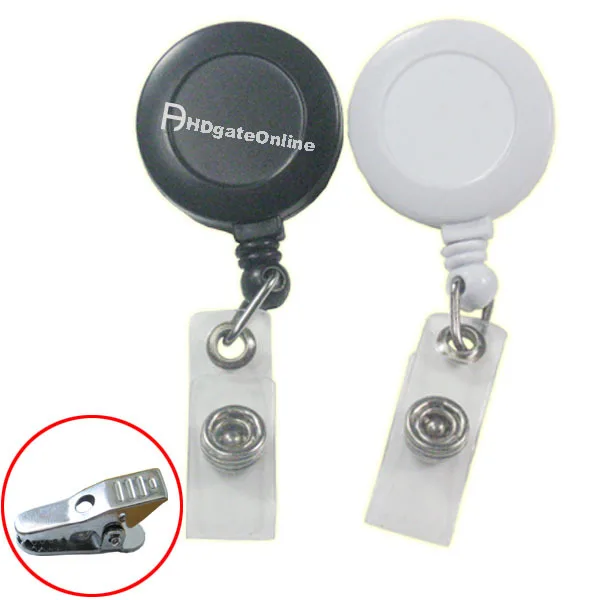 

12 PCS Reels Retractable Badge ID card Holder Alligator Clip ID Solid YOYO White or Black
