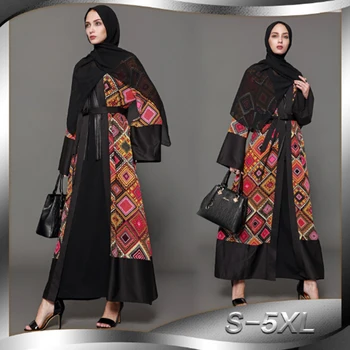 

Muslim Abaya Print Dress Middle East Thobe Worship Service Islamic Prayer Clothing Cardigan Long Robe Gowns Kimono Jubah Ramadan