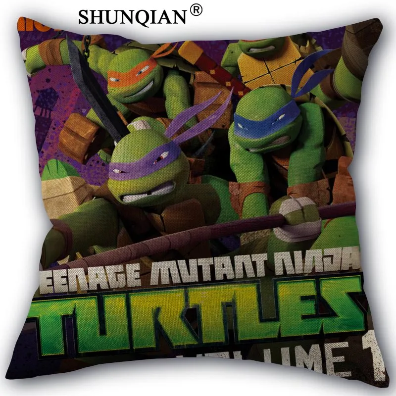 Pillowcase Ninja наволочка с черепашками хлопковые льняные Квадратные на молнии, накидка для подушки, для офиса, Семья настроить вашу картинку размером 45*45 см с одной стороны - Цвет: Pillowcase