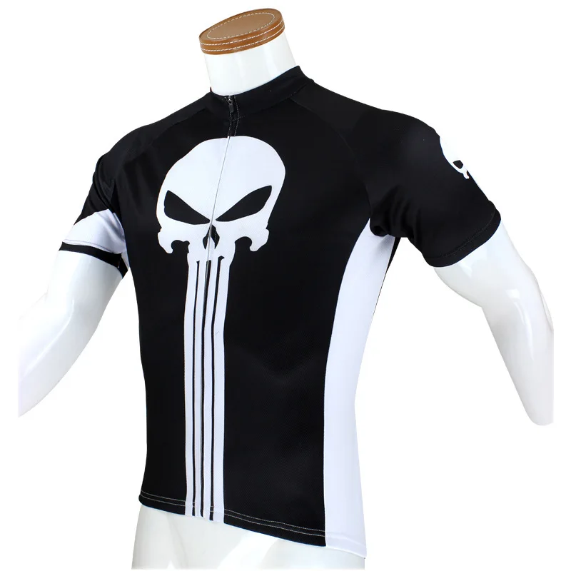 

Personality Ghost Teeth Punisher Short Sleeved Cycling Jersey Polyester Breathable Men's Spring and Summer Bike Jersey