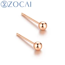 Реальный ZOCAI 18 K розовое золото серьги штампованные Au750 серьги гвоздики E00992