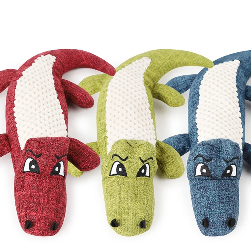 

Newly Design Dog Toy Durable Lovely Crocodile Playing Sounded Toy Linen+PP Cotton Pet Plush Products for Small Dog Squeak Toy