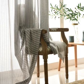 

Sheer Tulle Curtains For Living Room Grey Purple Coffee Striped Modern Curtain Bedroom Window Voile Curtains