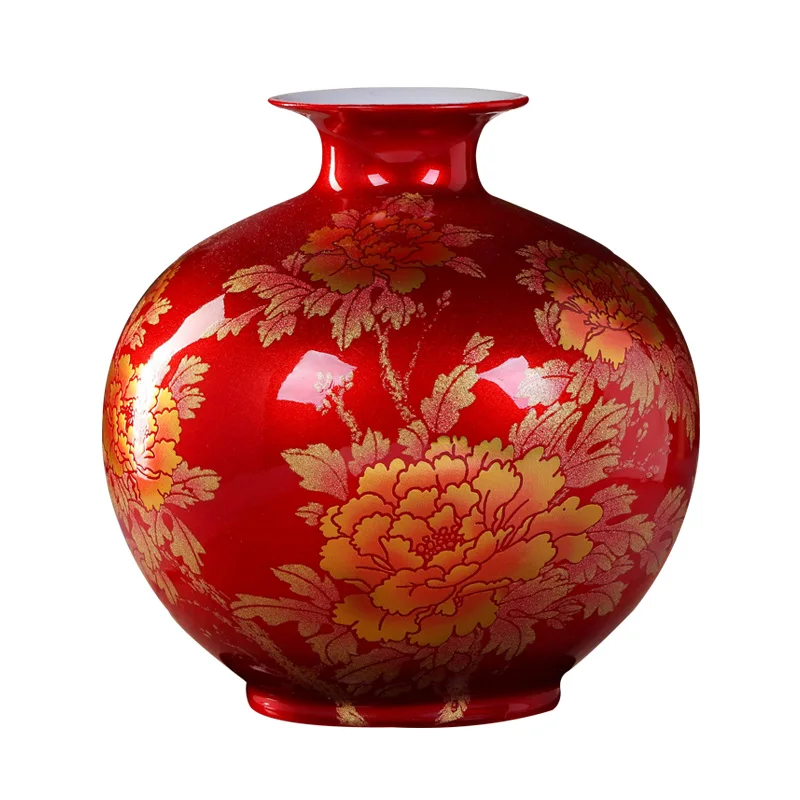 melhor Criativo apple Jingdezhen vaso de cerâmica vaso vermelho sala de visitas home novo Chinês moderno minimalista decorações enfeites de porcelana