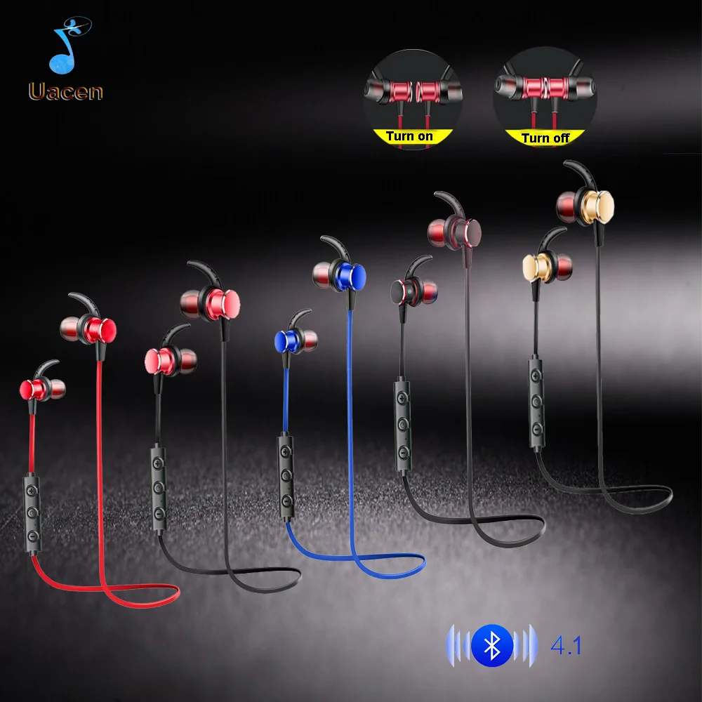 

New 4.1 Bluetooth Wireless Sport Earbud Headphone Magnetic Control Switch Headset With Mic for iPhone IOS/Android Smart Phone