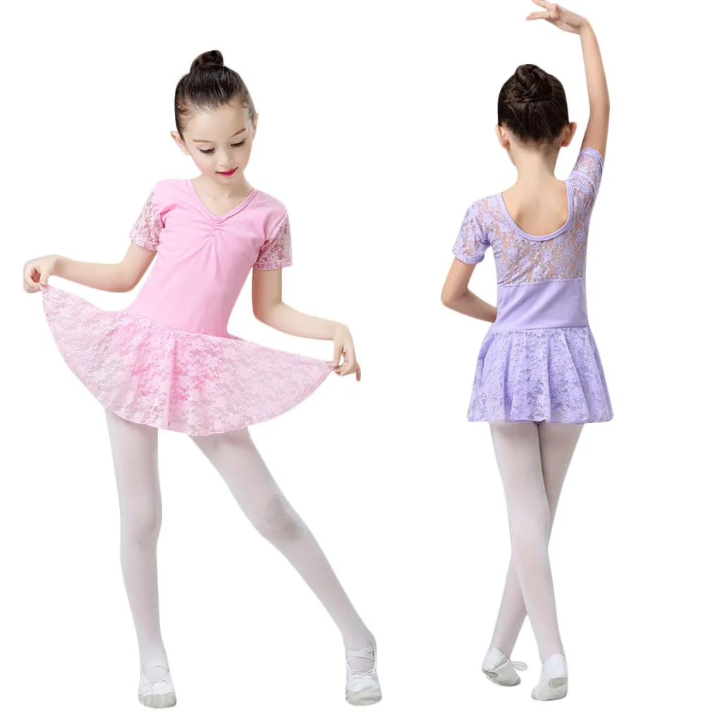 Модное детское кружевное трико для девочек, танцевальное балетное Боди для танцев, платье для маленьких девочек-подростков, детская одежда