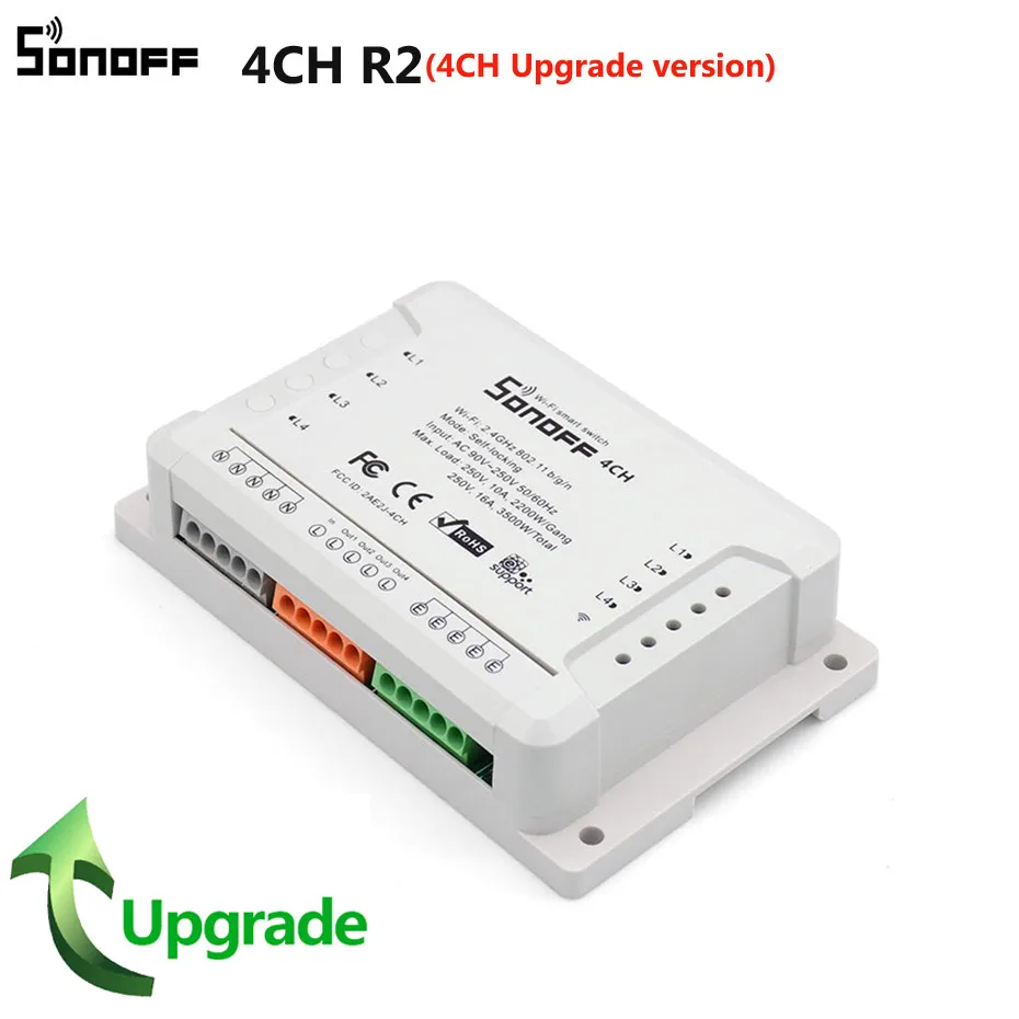 1---2018 New Sonoff Wifi Smart Switch 1CH 2CH 4CH R2 DIY Switch Wireless Home Automation Timer Switch 220V