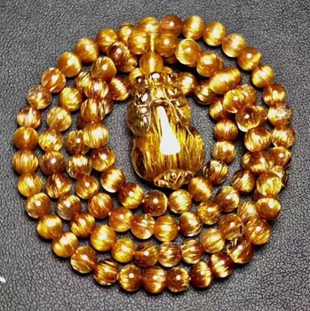 

expensive free shipping AAAAA 22*15*11mm Natural Copper Rutilated Quartz Cat Eye yu Beads Bracelet/