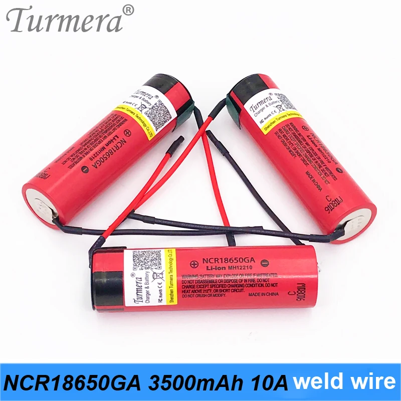

NEW 18650 battery NCR18650 GA original 3500mah for shura screwdriver battery slodering welding battery+DIY Silica gel cable MA06