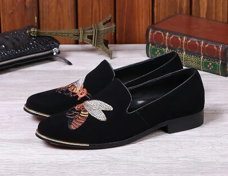 Fashion Cartoon Embroidery Men Suede 