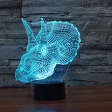 Креативный динозавр Трицератопс ночник и лампа светодиодный 3d-ночник акриловый красочный градиент атмосферная лампа Новинка освещение