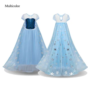 

Multicolor New Halloween Cosplay Queen Girl Anna Elsa Girlsnowflake Dress Sequin Princess Christmas Party Birthday Dress