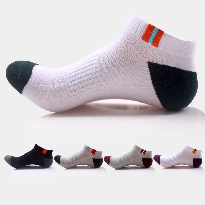 

5 pairs/lot cotton short socks for men mesh compression wtih elasticity breathable ankle socks purple white black casual socks