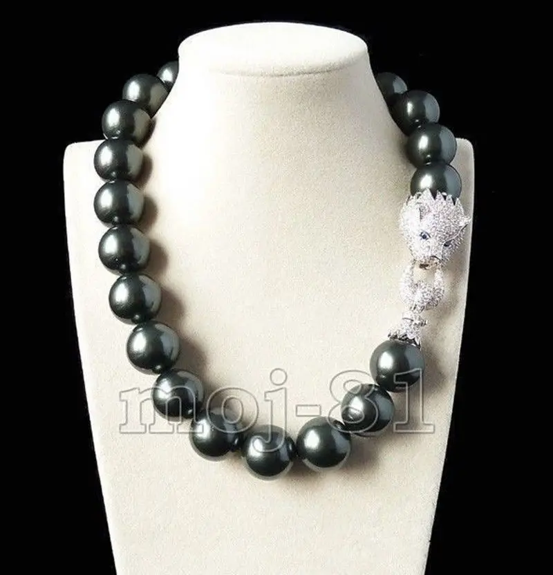 

Huge 20mm Genuine White South Sea Shell Pearl Necklace 19'' AAA Crystal Clasp
