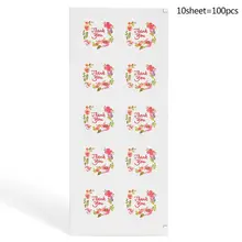 100 шт 35 мм круглый цветок "спасибо" Стикеры для упаковки наклейки для конверта подарок для свадьбы дня рождения#524