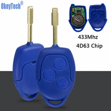 OkeyTech дистанционный Автомобильный ключ 433 МГц 4D63 чип FOB 3 кнопки FO21 лезвие для Ford Transit WM VM 2006-2014 P/N: 6C1T15K601AG