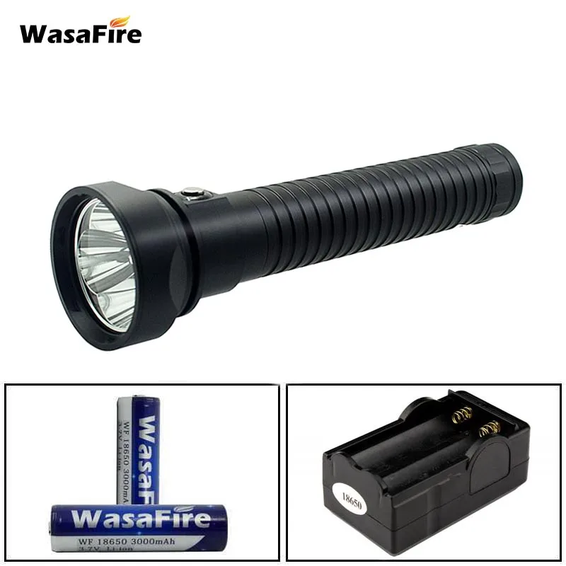 

Diving Flashlight Self Defense Underwater Torch 4 Modes Dive Lanterna 4 * XM-L2 LED Waterproof Lamp With 18650 Battery + Charger