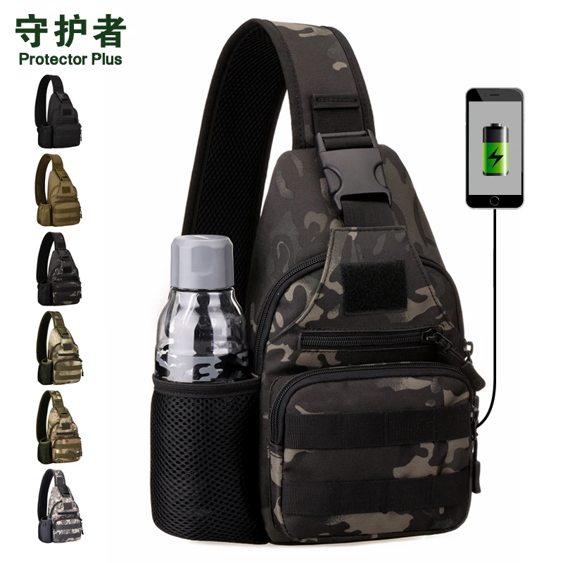 

Military Assualt Single Rucksack Water Bottle Bags Travel Shoulder Bag Riding Camouflage High Quality Nylon 1000D Chest